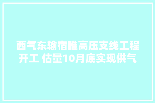 西气东输宿睢高压支线工程开工 估量10月底实现供气
