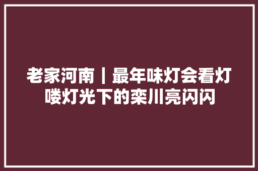老家河南｜最年味灯会看灯喽灯光下的栾川亮闪闪