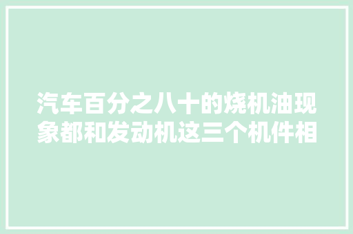 汽车百分之八十的烧机油现象都和发动机这三个机件相关别不信
