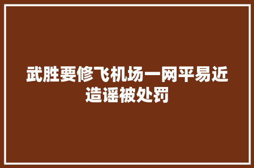 武胜要修飞机场一网平易近造谣被处罚