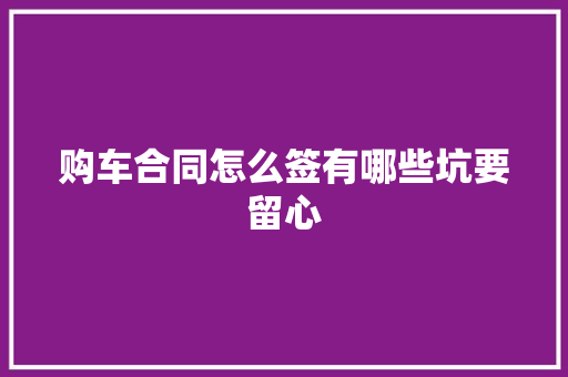 购车合同怎么签有哪些坑要留心