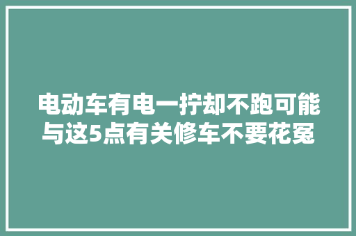 电动车有电一拧却不跑可能与这5点有关修车不要花冤枉钱