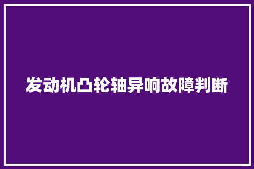 发动机凸轮轴异响故障判断