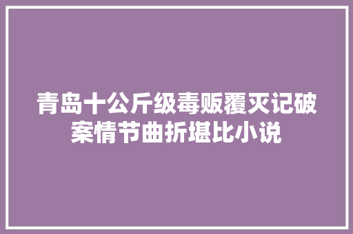 青岛十公斤级毒贩覆灭记破案情节曲折堪比小说 汽车知识