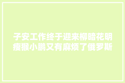 子安工作终于迎来柳暗花明瘦猴小鹏又有麻烦了俄罗斯签证办不下来