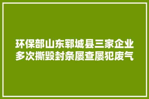 环保部山东郓城县三家企业多次撕毁封条屡查屡犯废气直排