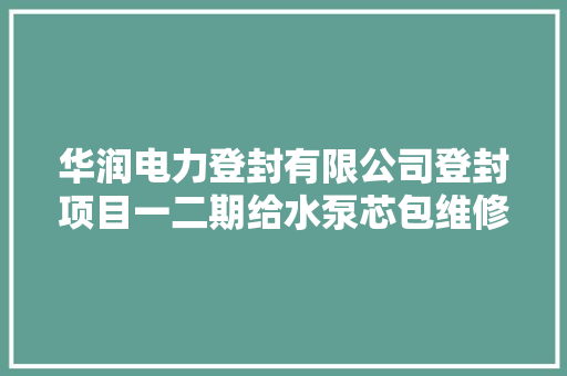 华润电力登封有限公司登封项目一二期给水泵芯包维修长协招标通知书记