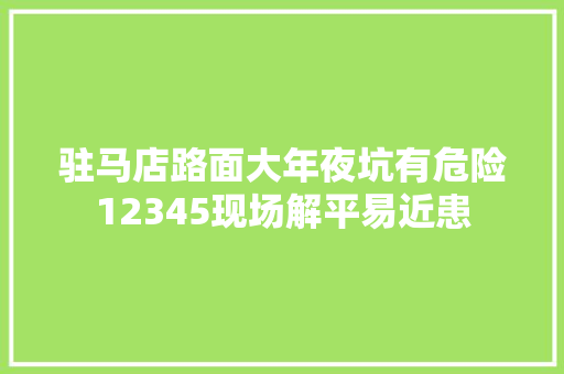 驻马店路面大年夜坑有危险12345现场解平易近患