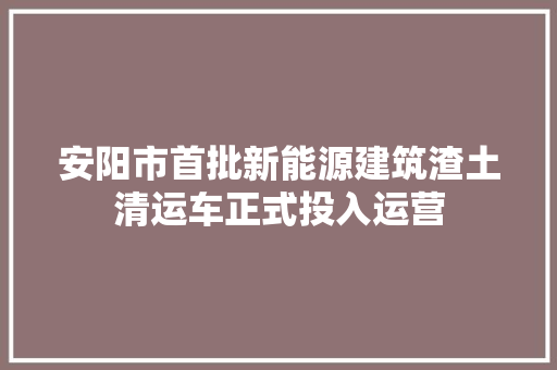 安阳市首批新能源建筑渣土清运车正式投入运营
