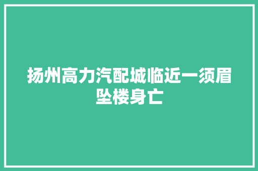 扬州高力汽配城临近一须眉坠楼身亡