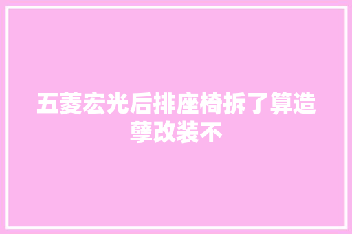 五菱宏光后排座椅拆了算造孽改装不