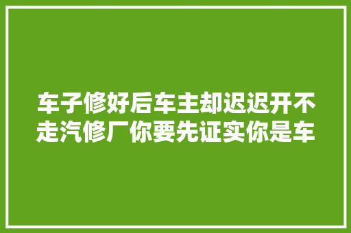车子修好后车主却迟迟开不走汽修厂你要先证实你是车主