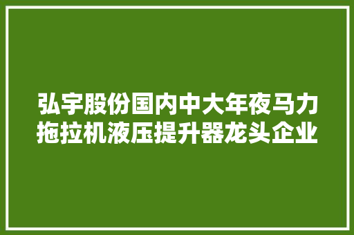 弘宇股份国内中大年夜马力拖拉机液压提升器龙头企业