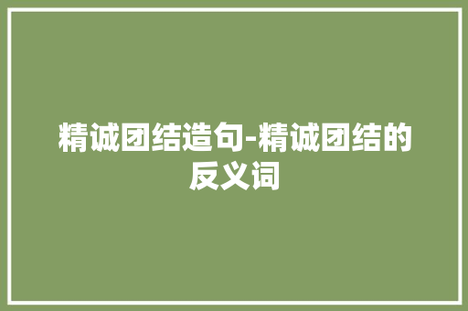 精诚团结造句-精诚团结的反义词