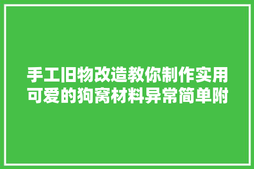 手工旧物改造教你制作实用可爱的狗窝材料异常简单附教程 汽车知识