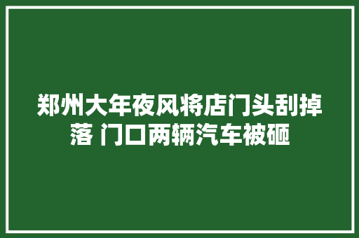 郑州大年夜风将店门头刮掉落 门口两辆汽车被砸