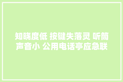 知晓度低 按键失落灵 听筒声音小 公用电话亭应急联系不好使