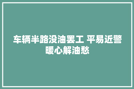 车辆半路没油罢工 平易近警暖心解油愁