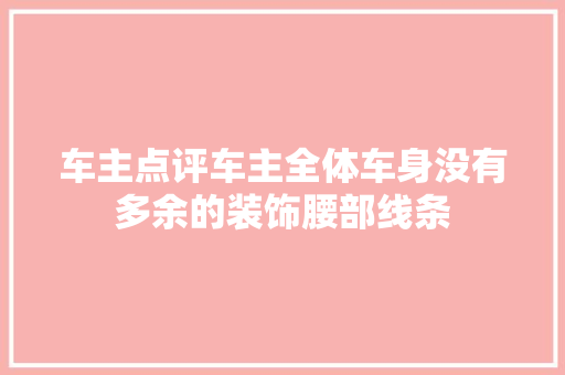 车主点评车主全体车身没有多余的装饰腰部线条