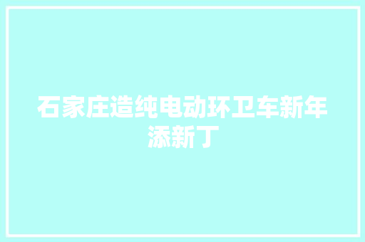 石家庄造纯电动环卫车新年添新丁
