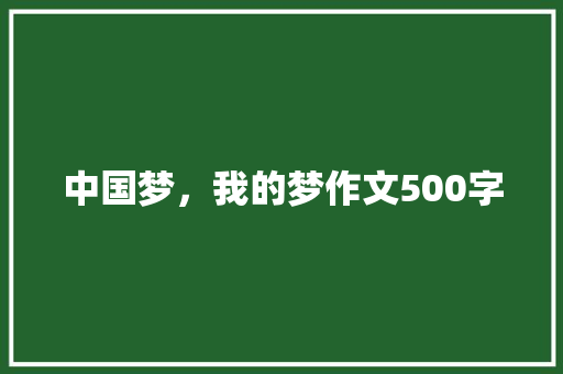 中国梦，我的梦作文500字