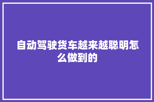自动驾驶货车越来越聪明怎么做到的