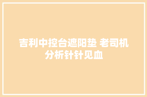 吉利中控台遮阳垫 老司机分析针针见血