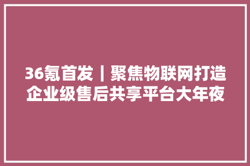 36氪首发｜聚焦物联网打造企业级售后共享平台大年夜鱼U服获切切元级 PreA 轮融资