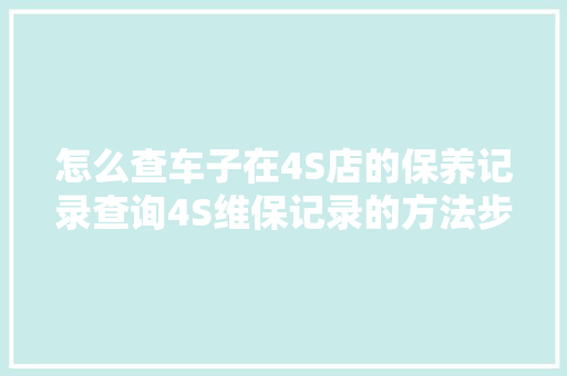 怎么查车子在4S店的保养记录查询4S维保记录的方法步骤