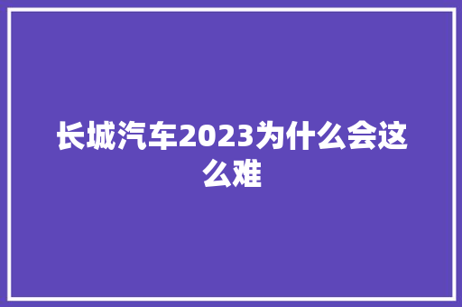长城汽车2023为什么会这么难 汽车知识