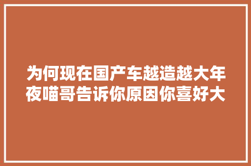为何现在国产车越造越大年夜喵哥告诉你原因你喜好大年夜车照样小车