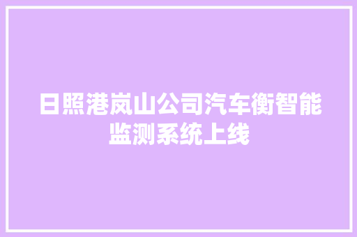 日照港岚山公司汽车衡智能监测系统上线
