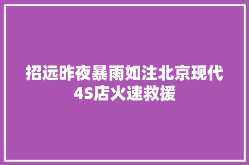 招远昨夜暴雨如注北京现代4S店火速救援 汽车知识