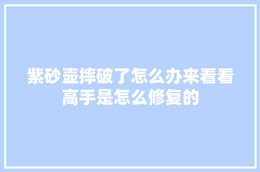 紫砂壶摔破了怎么办来看看高手是怎么修复的