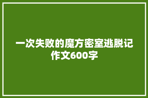 一次失败的魔方密室逃脱记作文600字