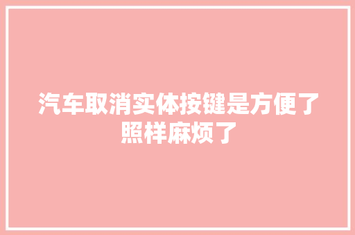 汽车取消实体按键是方便了照样麻烦了