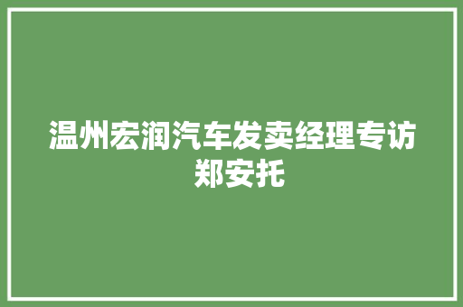 温州宏润汽车发卖经理专访  郑安托