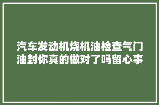 汽车发动机烧机油检查气门油封你真的做对了吗留心事项有哪些