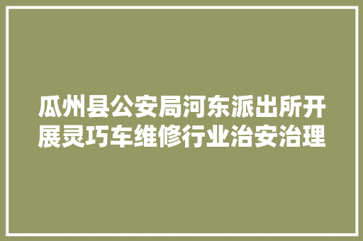 瓜州县公安局河东派出所开展灵巧车维修行业治安治理工作