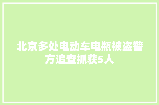 北京多处电动车电瓶被盗警方追查抓获5人