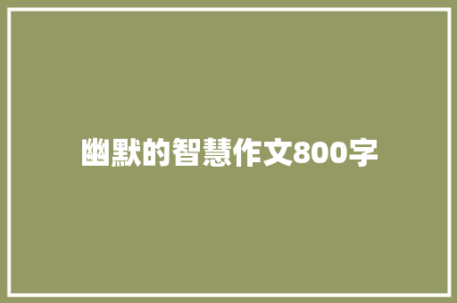 幽默的智慧作文800字