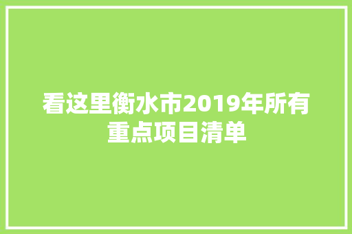 看这里衡水市2019年所有重点项目清单