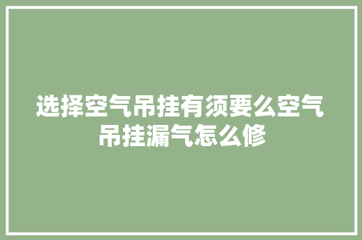 选择空气吊挂有须要么空气吊挂漏气怎么修 汽车知识