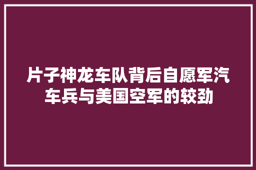 片子神龙车队背后自愿军汽车兵与美国空军的较劲