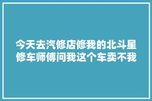 今天去汽修店修我的北斗星修车师傅问我这个车卖不我说09年