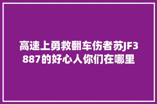 高速上勇救翻车伤者苏JF3887的好心人你们在哪里