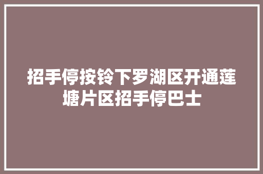 招手停按铃下罗湖区开通莲塘片区招手停巴士