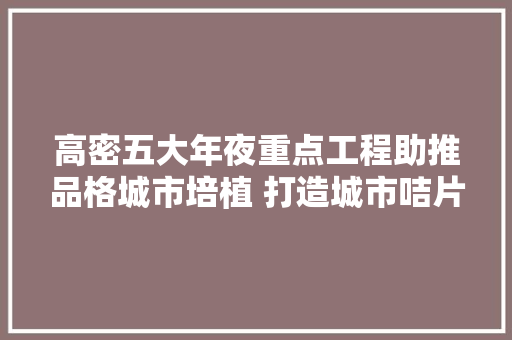 高密五大年夜重点工程助推品格城市培植 打造城市咭片