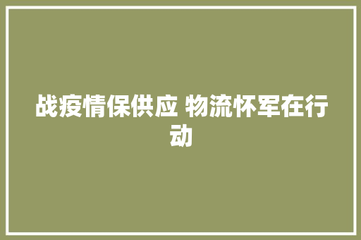 战疫情保供应 物流怀军在行动