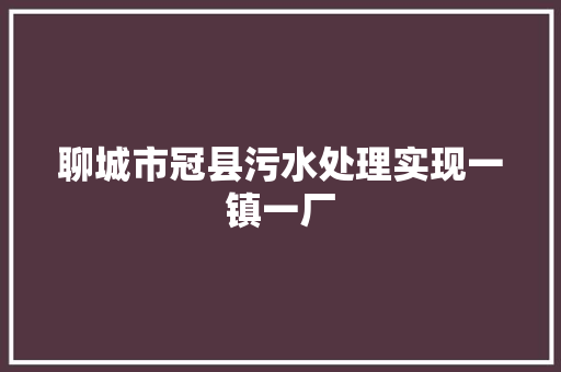 聊城市冠县污水处理实现一镇一厂